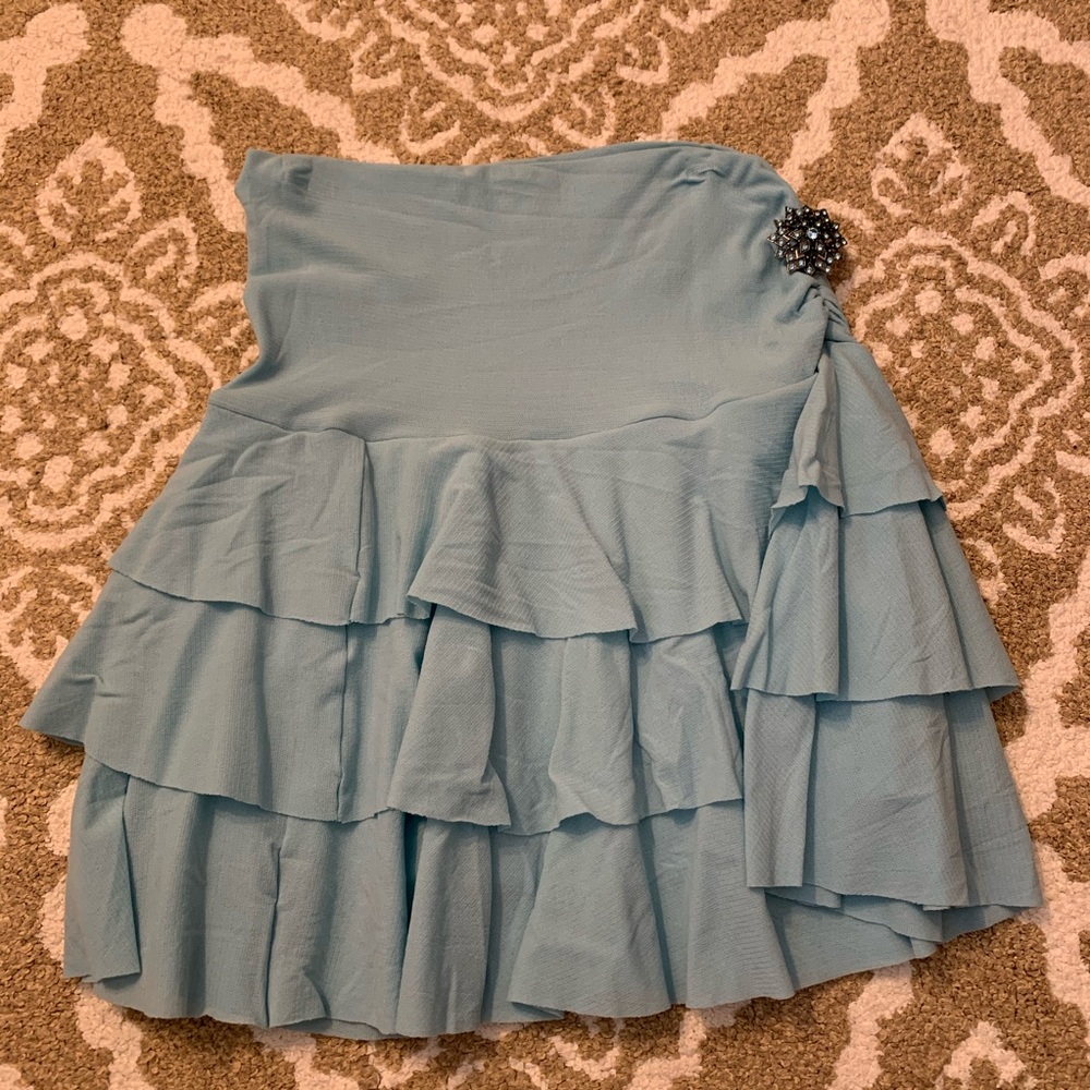 Bebe Powder Blue Tiered Skirt S